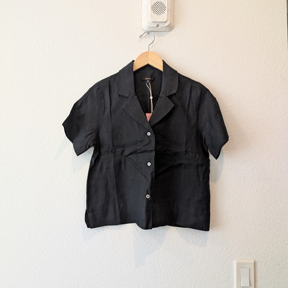 Quince Black Linen Shirt